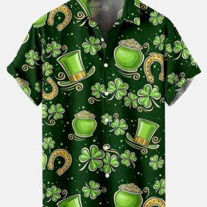 Clover Pot of Gold St Patrick’s Day Hawaiian Shirt