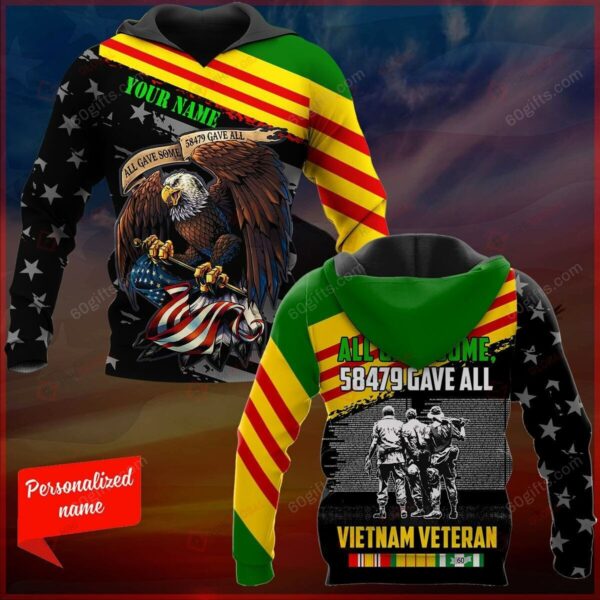 Gave Some Veteran Day Vietnam Veteran Customized Name 3D Zip Hoodie