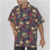 Skull Tropical Print Mens Button Up Hawaiian Shirt