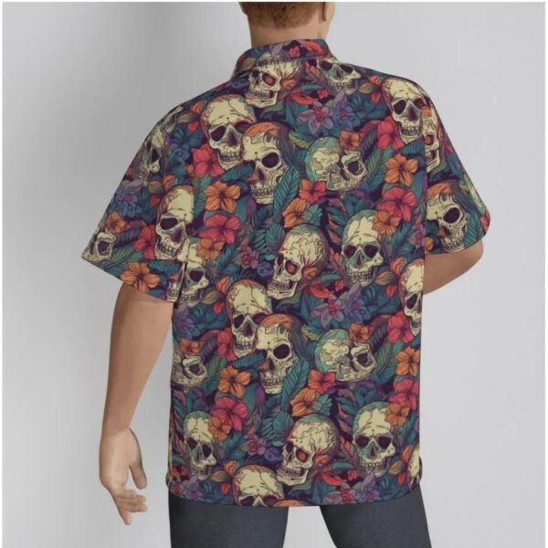 Skull Tropical Print Men’s Button-up Hawaiian Shirt